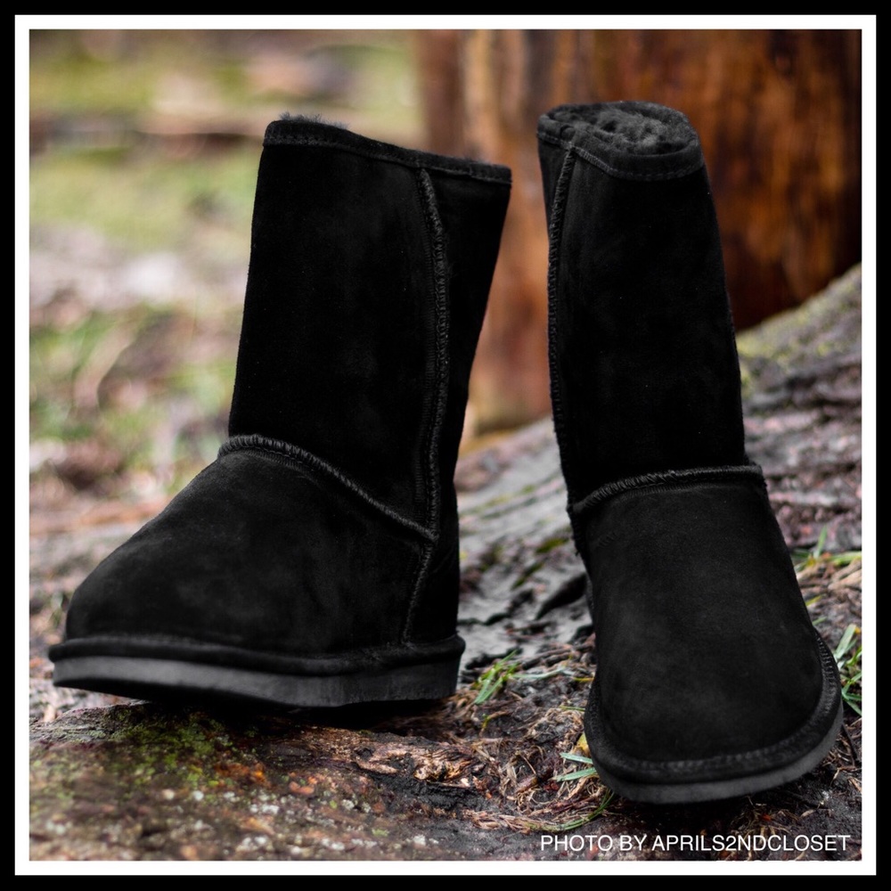 BLACK SUEDE SHEARLING LINED BOOTS BOOTIES - Picture 2 of 8